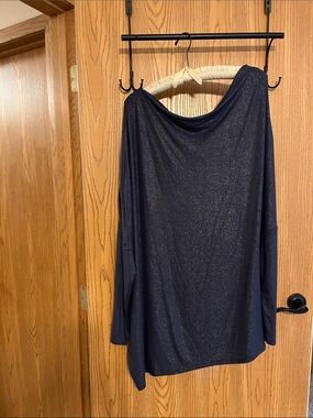 Midnight Velvet Navy Sparkle Draped Blouse Size 3X